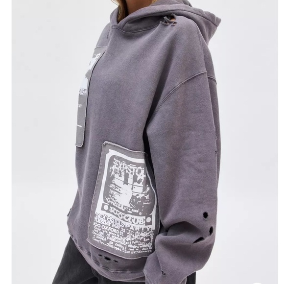 NWOT Urban Outfitters Sex Pistols Patched Graphic Hoodie Sweatshirt Size S/M - Picture 2 of 15
